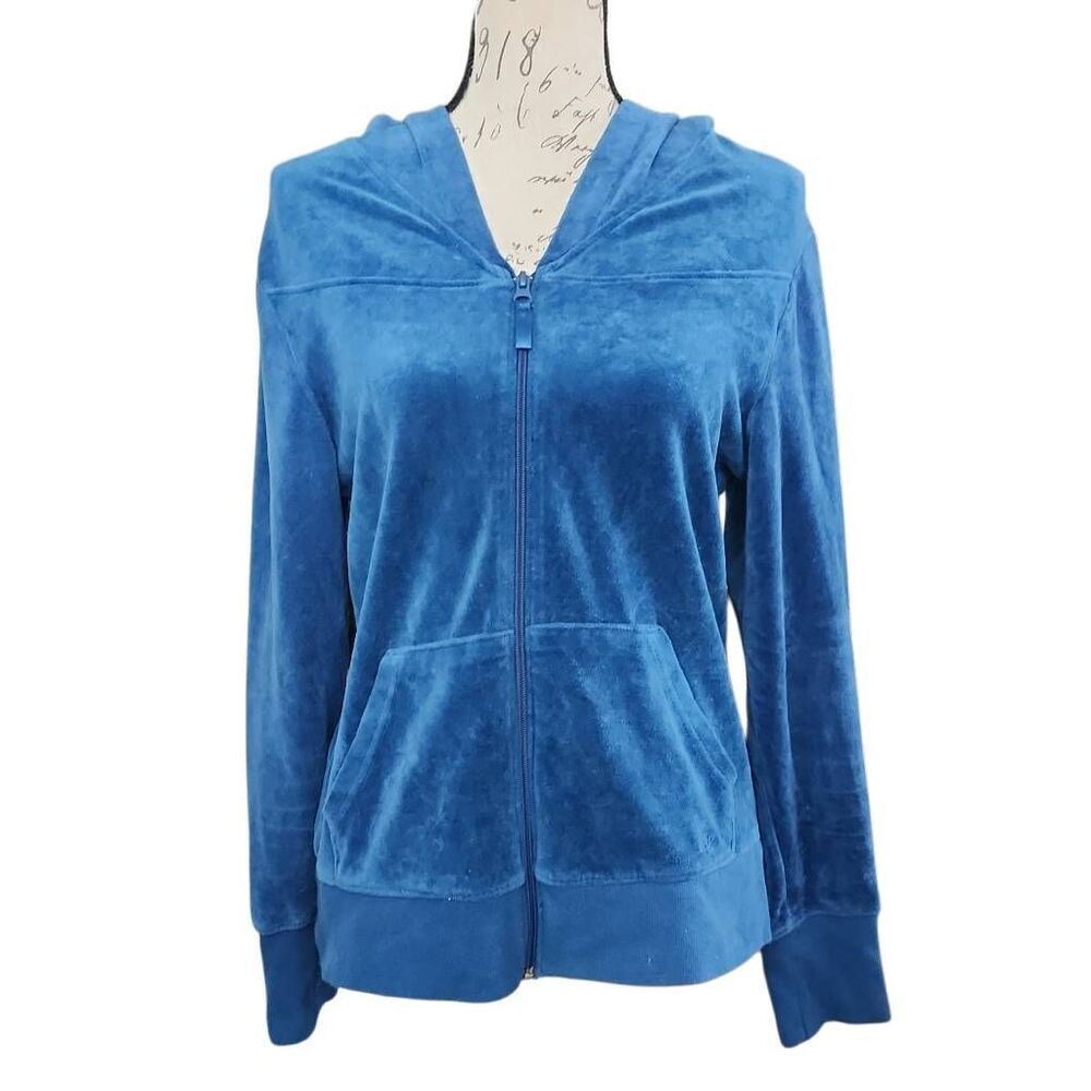 Athletic Works Girls Size L 12/14 Blue Velvet Full Zip Hoodie